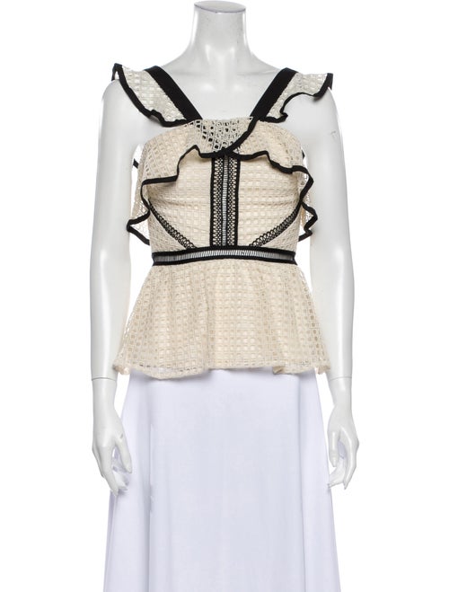 Self-Portrait Lace Pattern Square Neckline Top