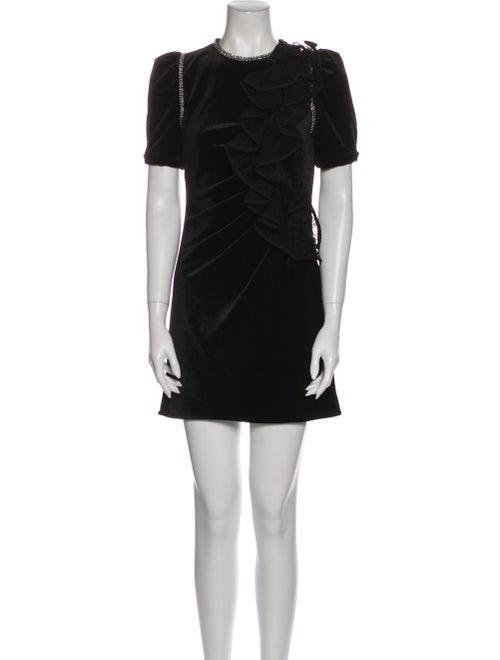 Self-Portrait Crew Neck Mini Dress Black