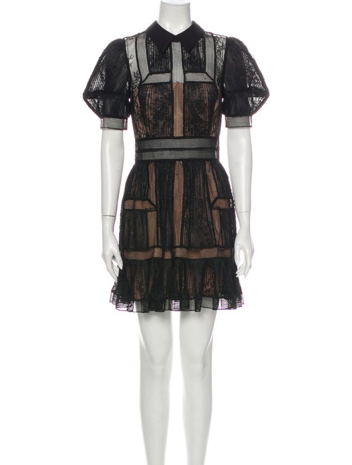 Self-Portrait Lace Pattern Mini Dress Black