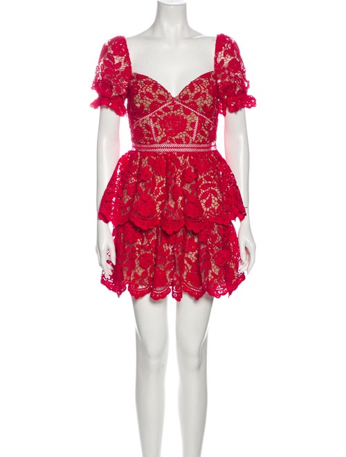 Self-Portrait Lace Pattern Mini Dress Pink