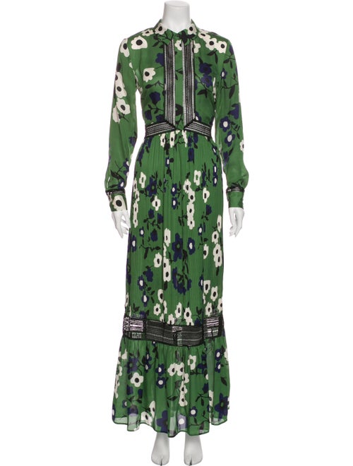 Self-Portrait Floral Print Long Dress Green