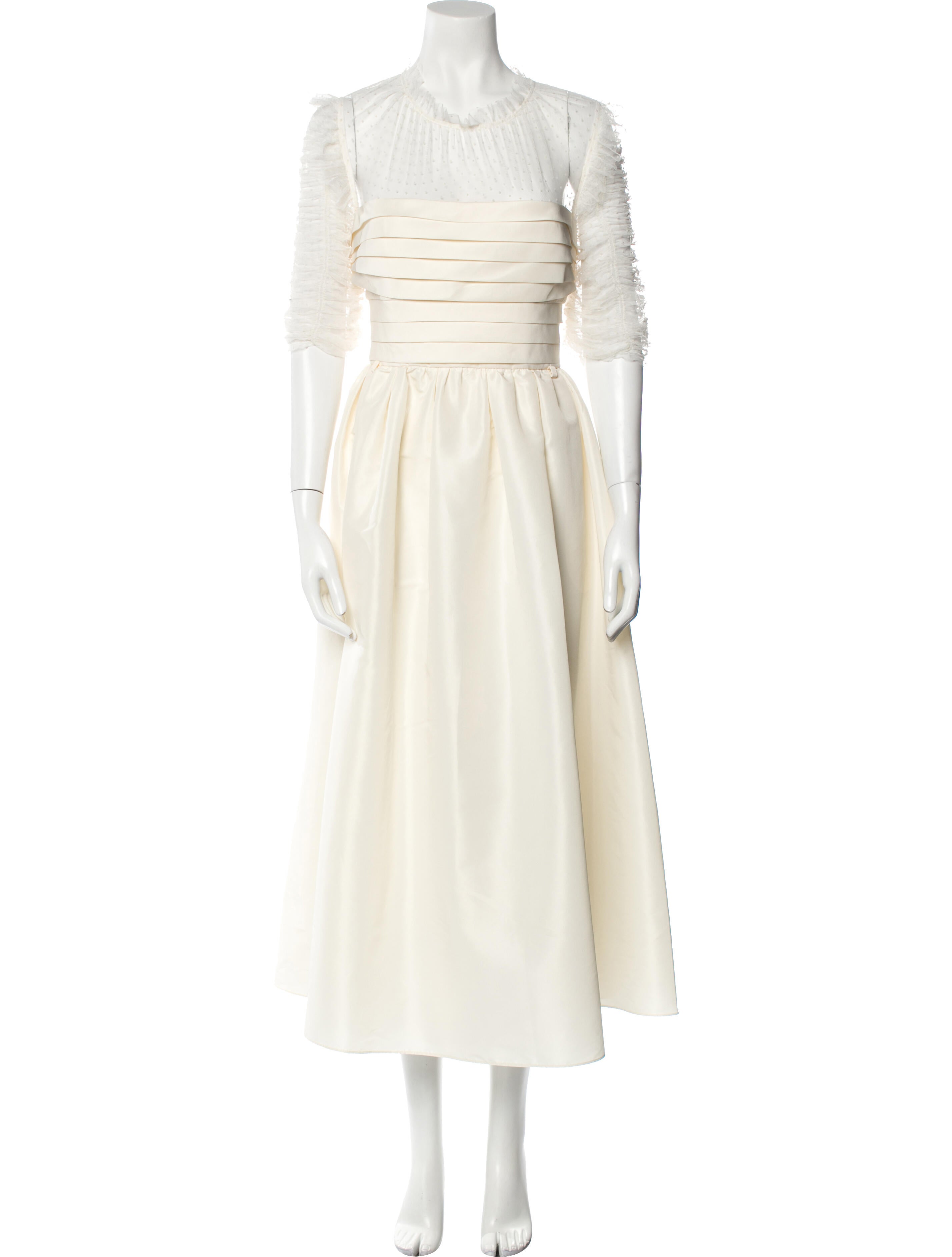 Self-Portrait Ivory Taffeta Dot Mesh Midi Dress Long Dress w/ Tags -  Neutrals Dresses, Clothing - WSELF55249 | The RealReal