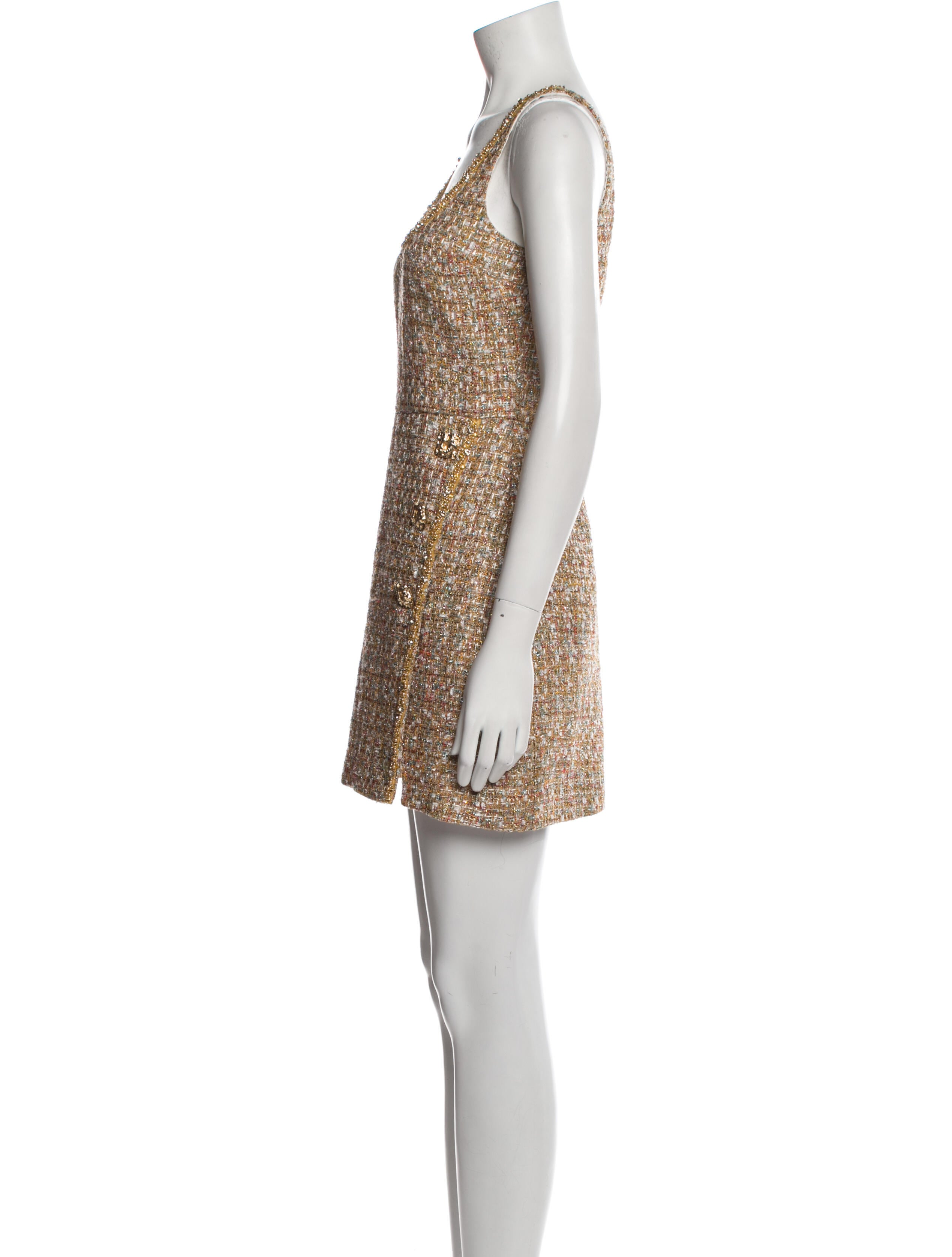 Self-Portrait Gold Tinsel Boucle Mini Dress Mini Dress - Gold Dresses,  Clothing - WSELF56280 | The RealReal