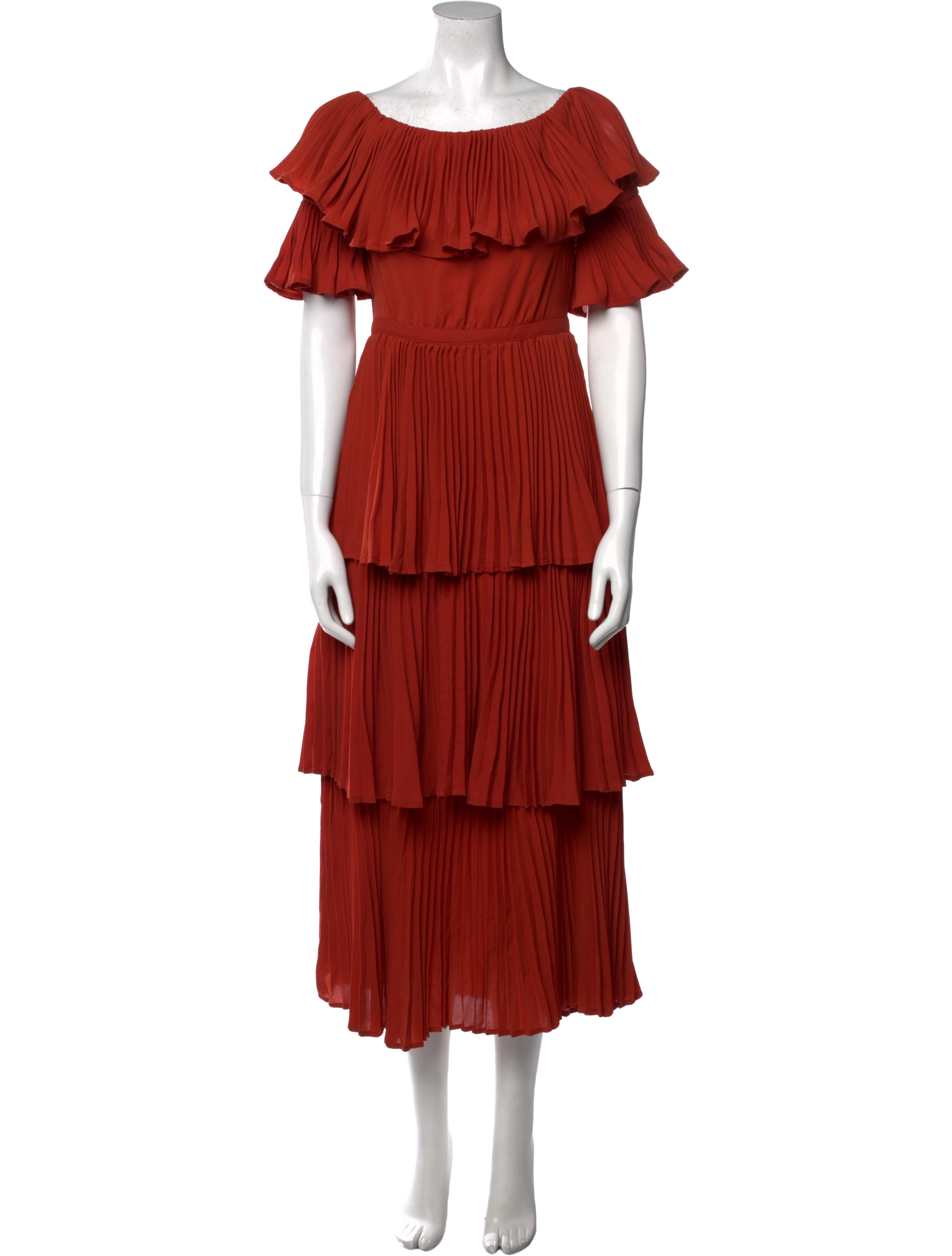 strapless open back dress Red off shoulder chiffon mini dress SELF PORTRAIT Rosso main image 0