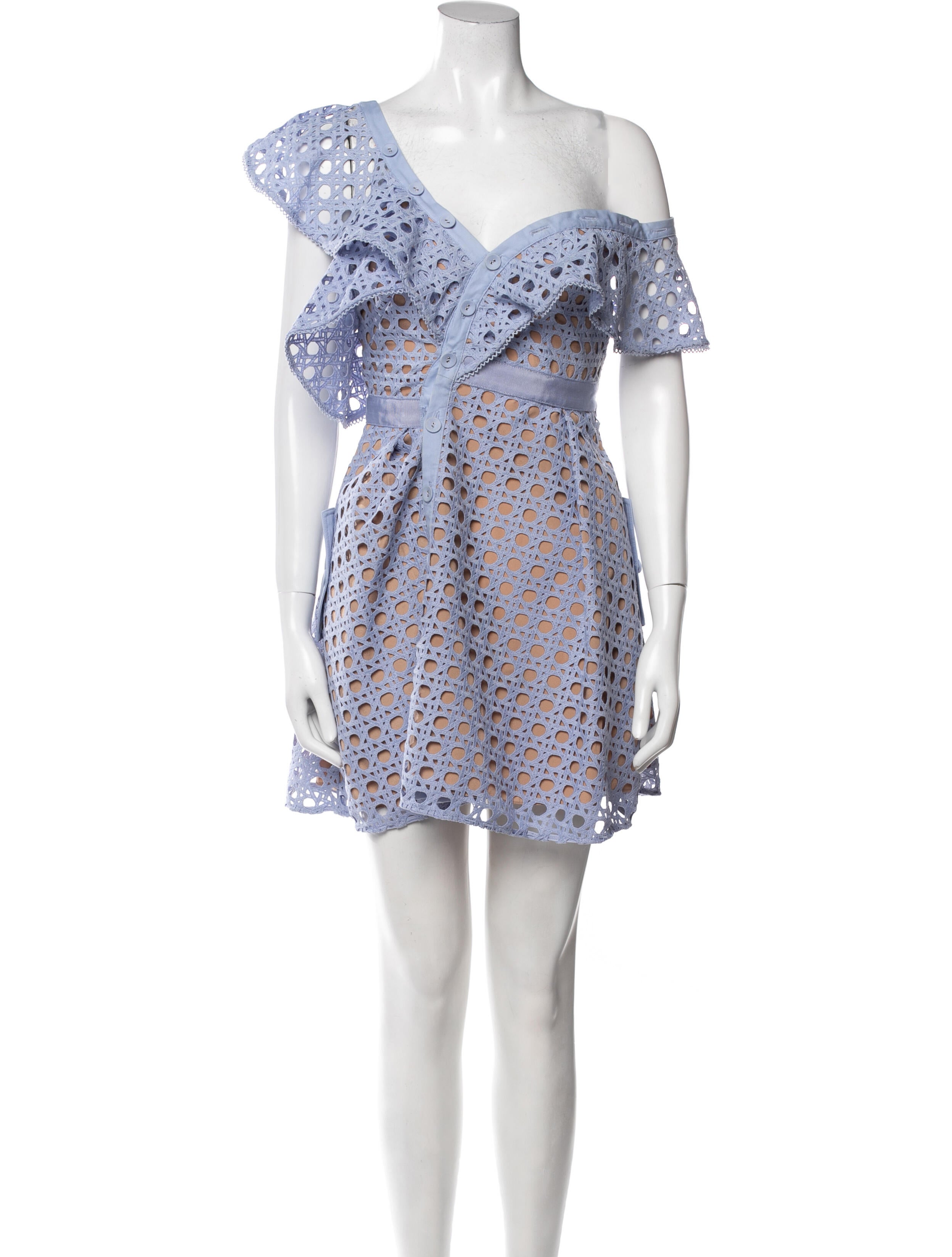 self portrait guipure frill mini dress Guipure Frill Mini Dress in Blue by Self Portrait for Rent