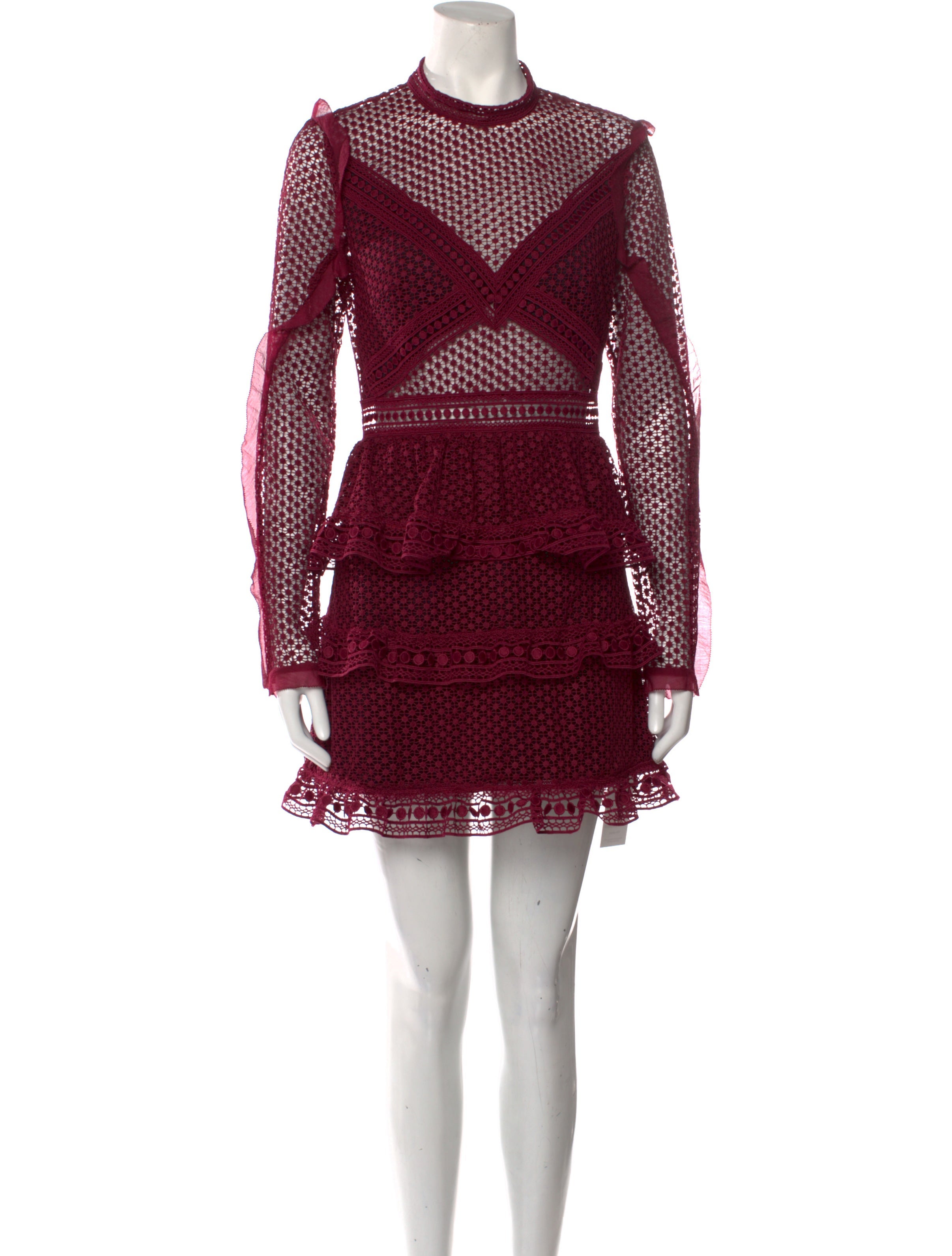 self portrait burgundy dress Self-portrait Draped midi dress with rhinestones Red - Women main image 0