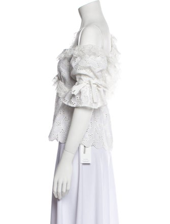 Self-Portrait Lace Pattern One-Shoulder Crop Top