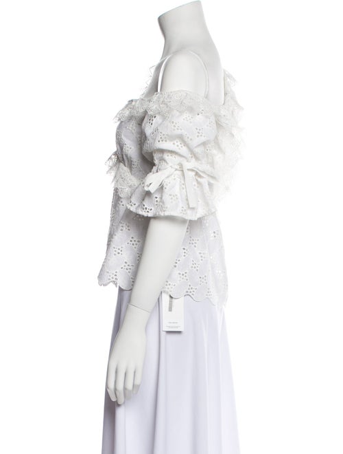 Self-Portrait Lace Pattern One-Shoulder Crop Top