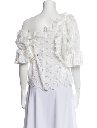 Self-Portrait Lace Pattern One-Shoulder Crop Top