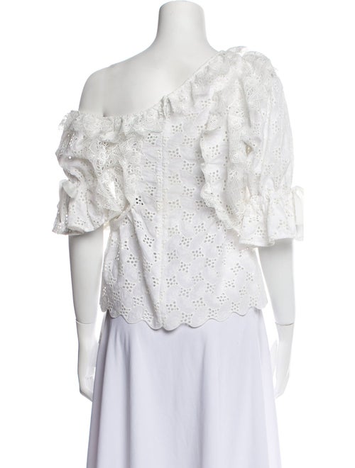 Self-Portrait Lace Pattern One-Shoulder Crop Top