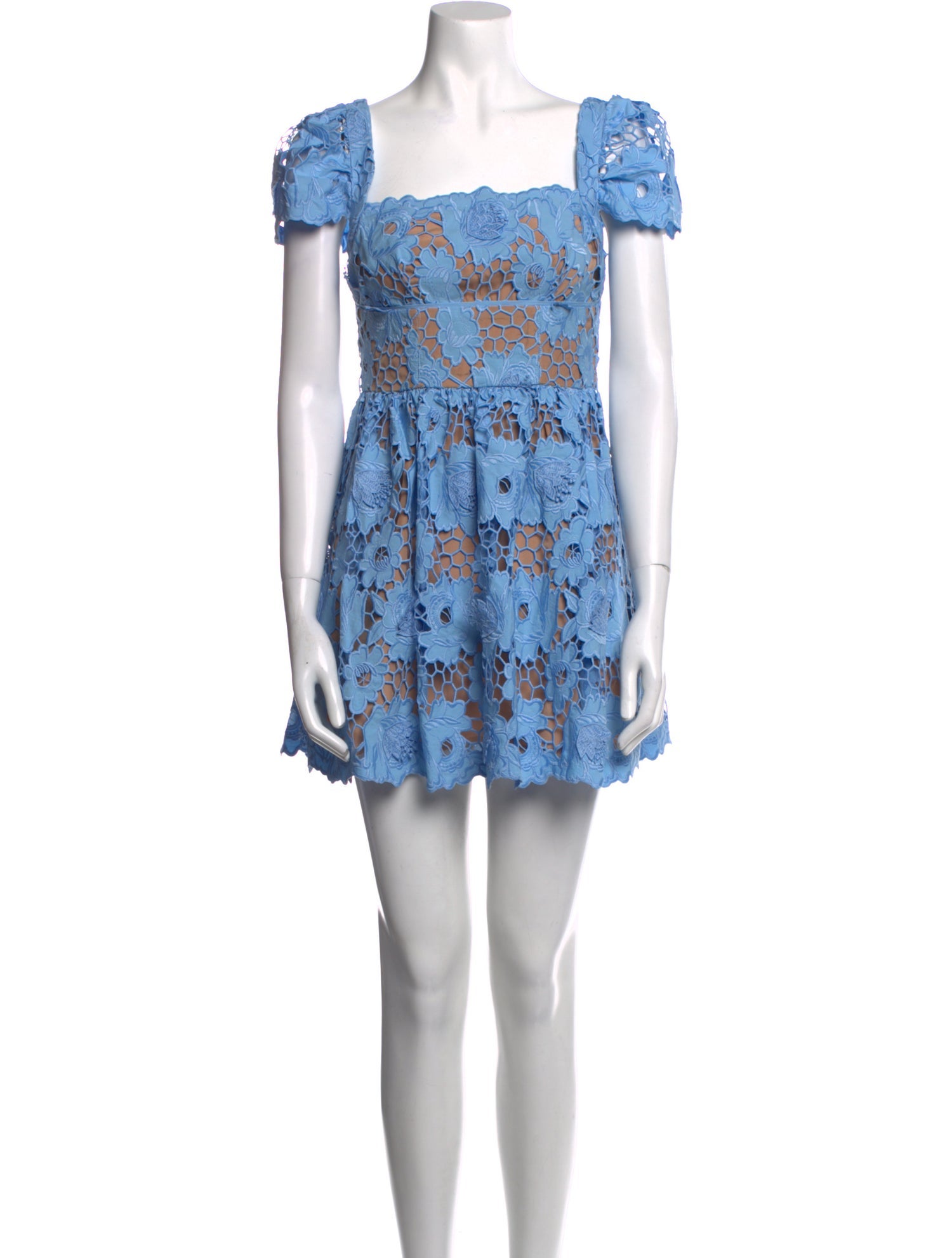 self portrait pale blue mini dress self-portrait - Blue Check Knit Mini Dress main image 0