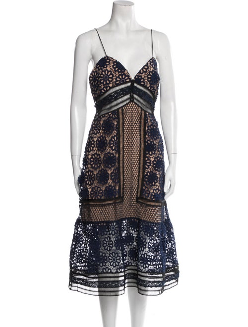 Self-Portrait Lace Pattern Midi Length Dress