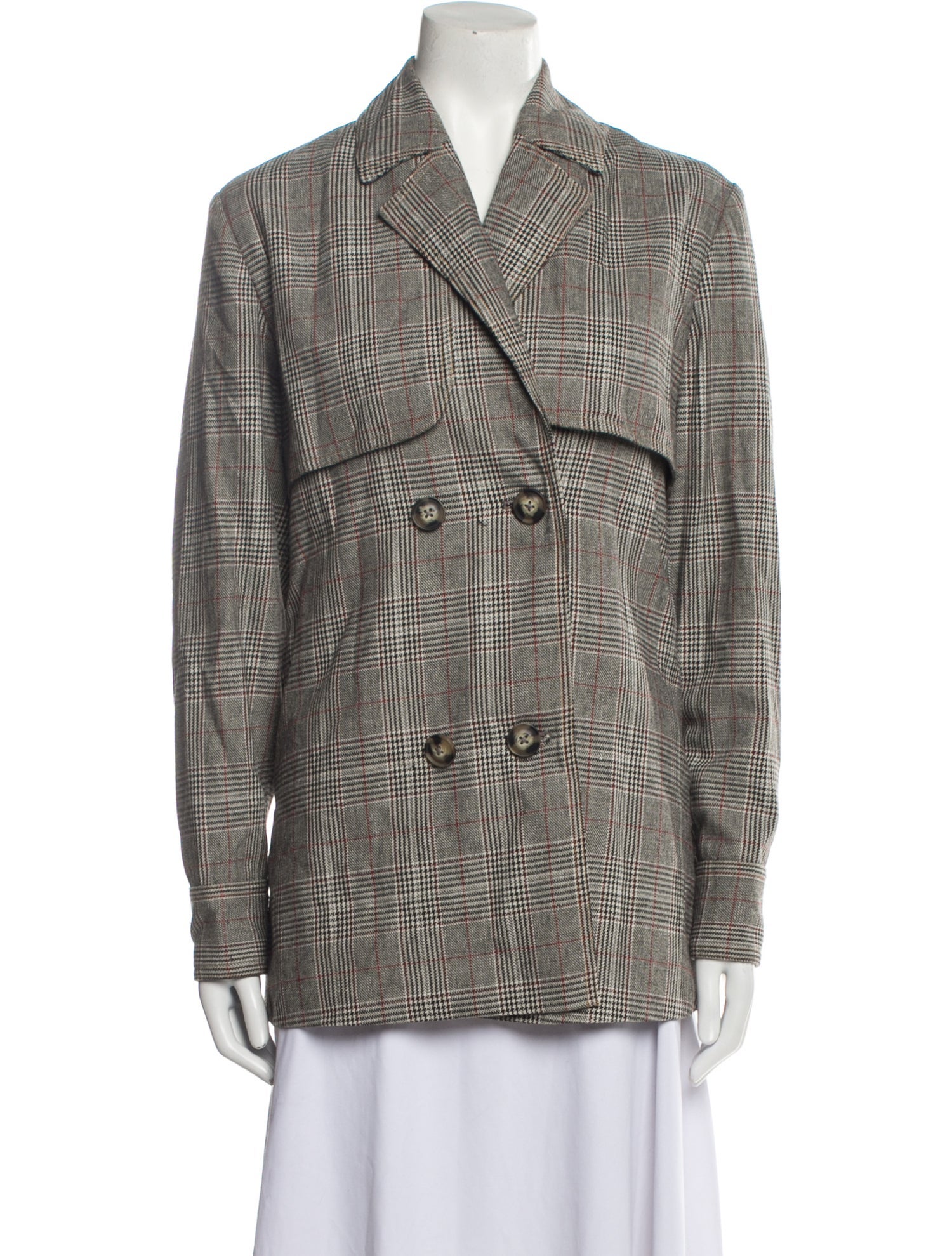 Self-Portrait Plaid Print Blazer