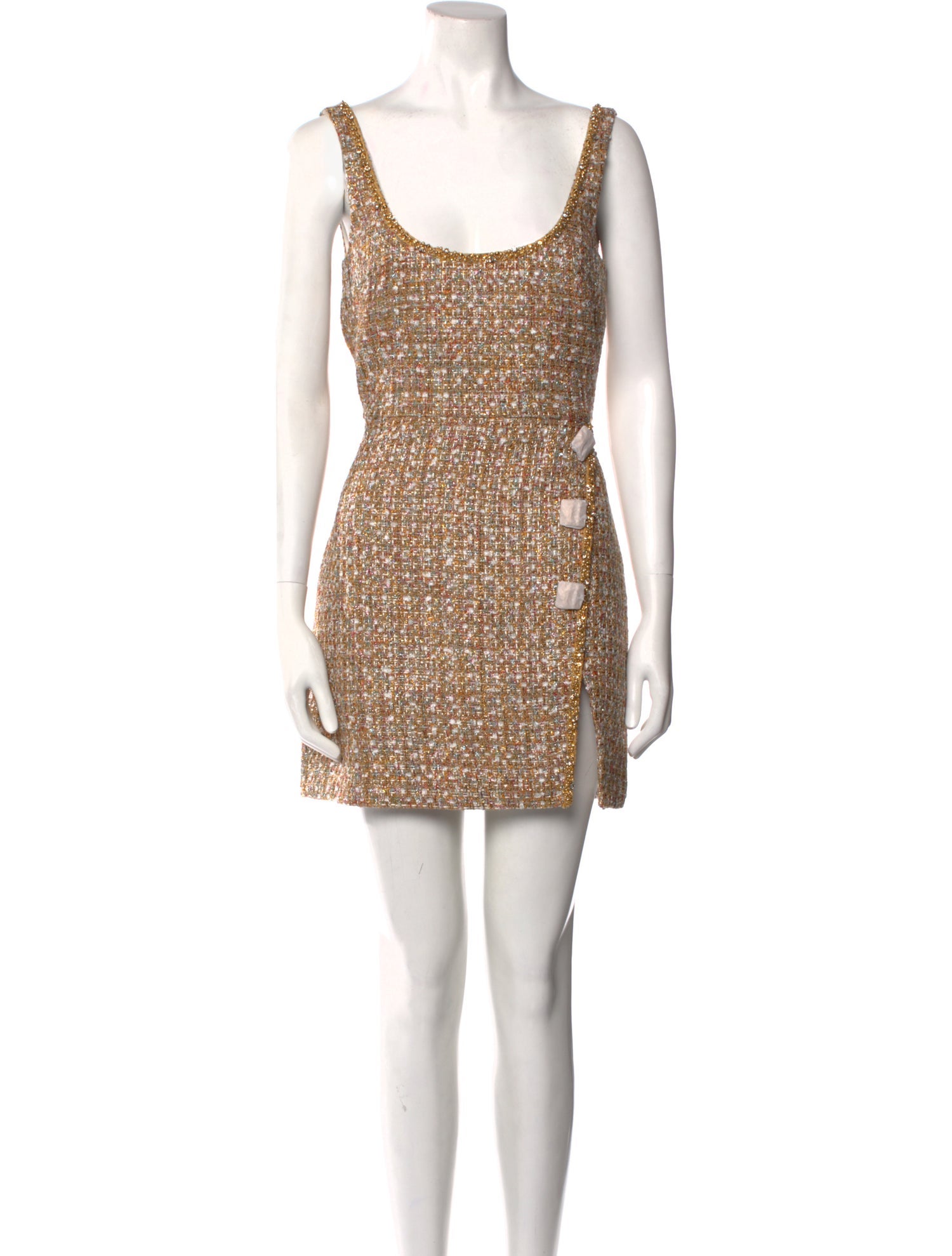 self portrait gold tinsel boucle mini dress Self-Portrait Mini Dress w/ Tags - Yellow Dresses, Clothing - WSELF66534 Kardel_0621