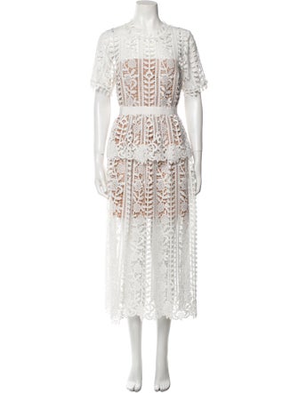Self-Portrait Lace Pattern Long Dress