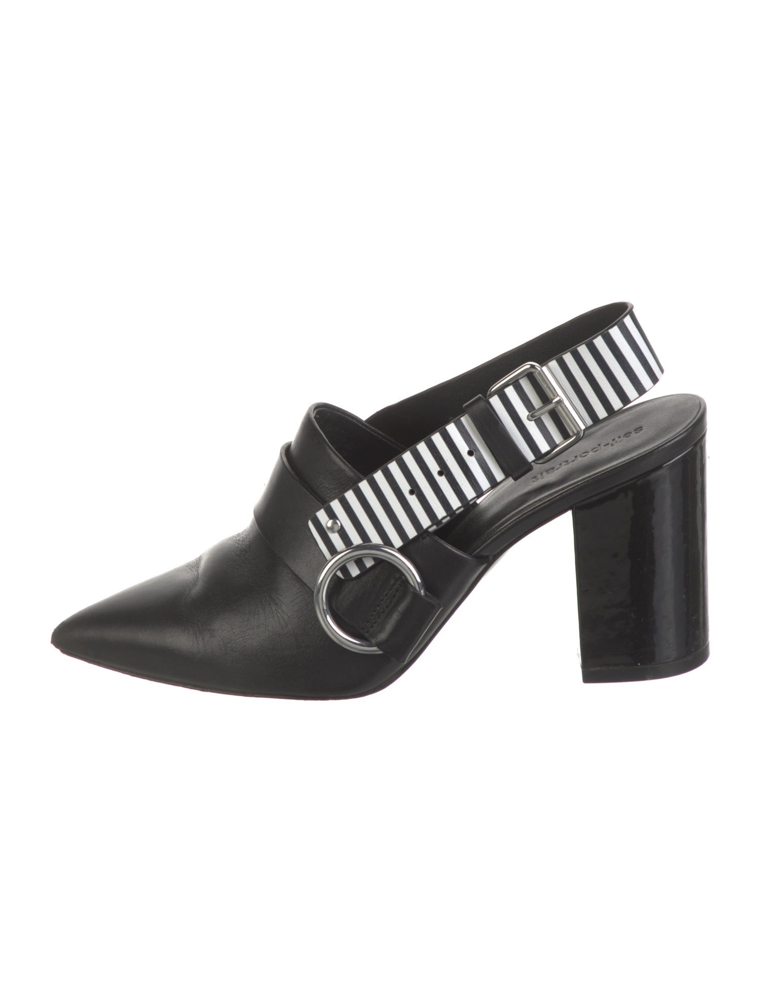 Self-Portrait Leather Striped Slingback Pumps