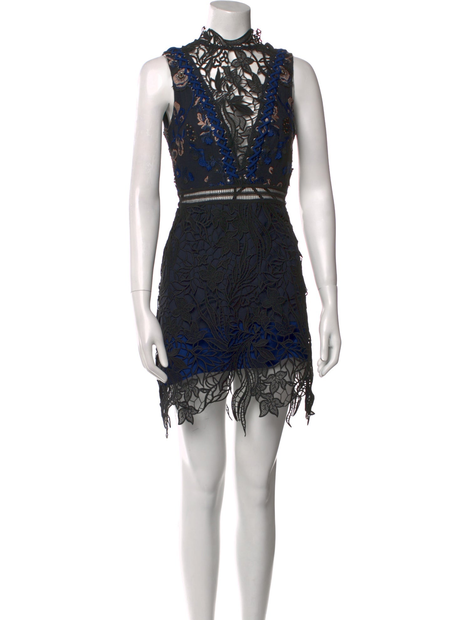 Self-Portrait Lace Pattern Mini Dress w/ Tags - Blue Dresses, Clothing -  WSELF77192 | The RealReal
