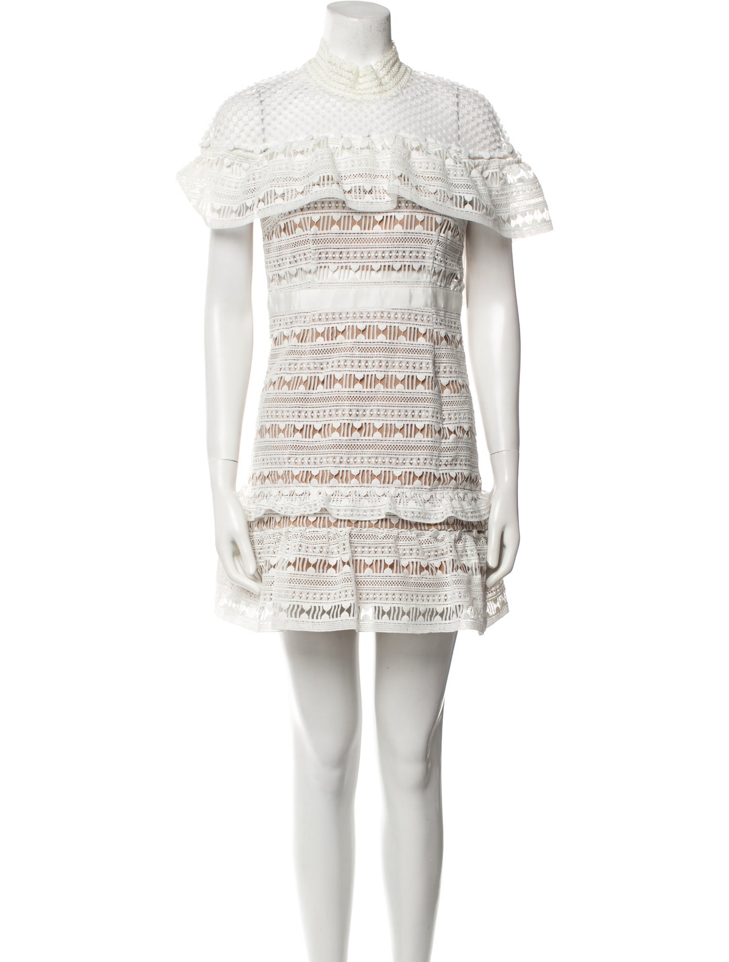 Self-Portrait Lace Pattern Mini Dress