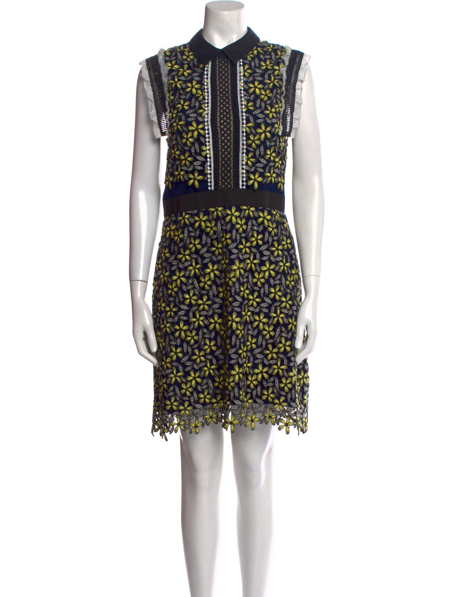 Self-Portrait Lace Pattern Mini Dress