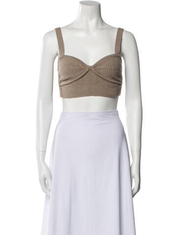 Self-Portrait Tops Wool V-Neck Crop Top XXS