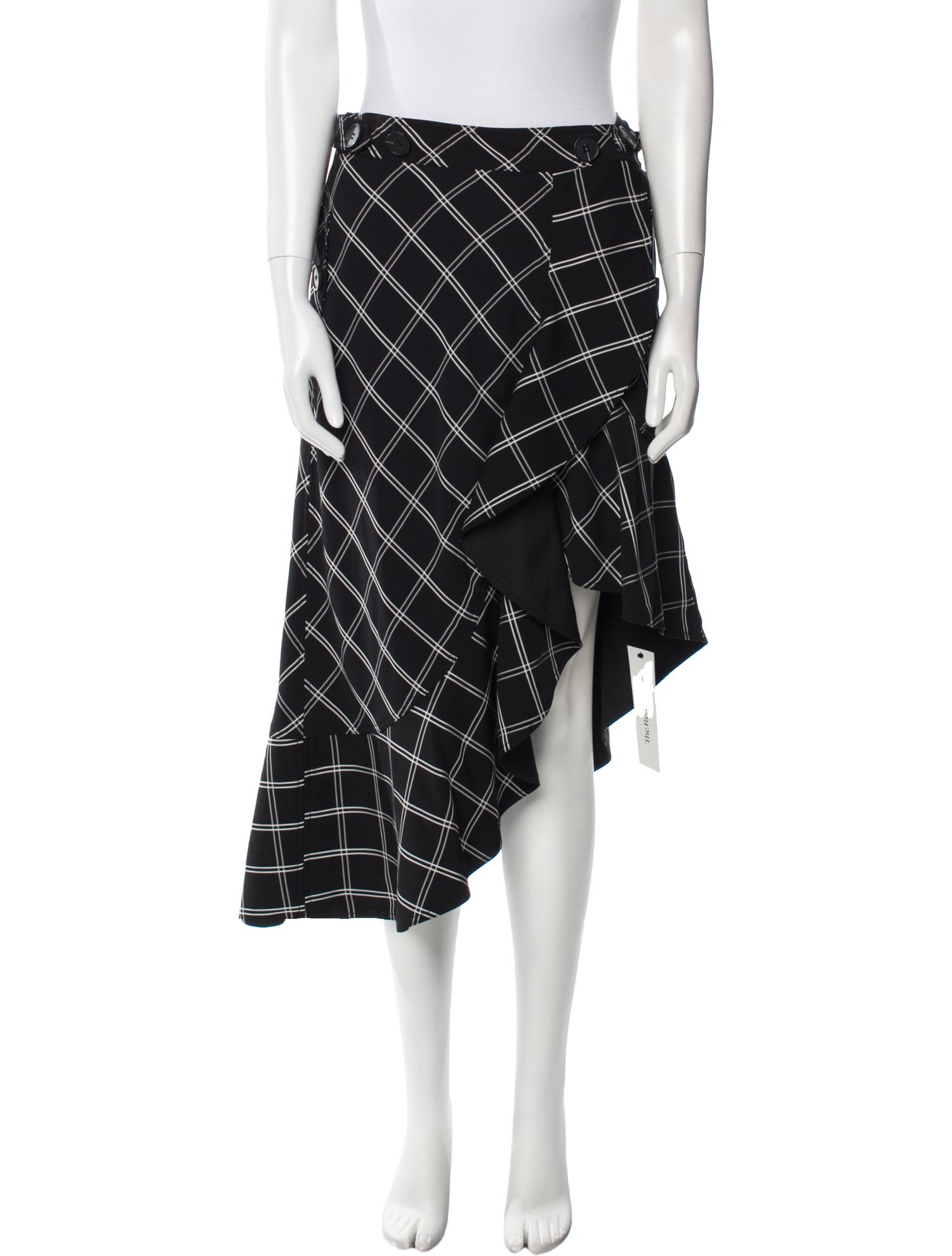 Self-Portrait Plaid Print Midi Length Skirt