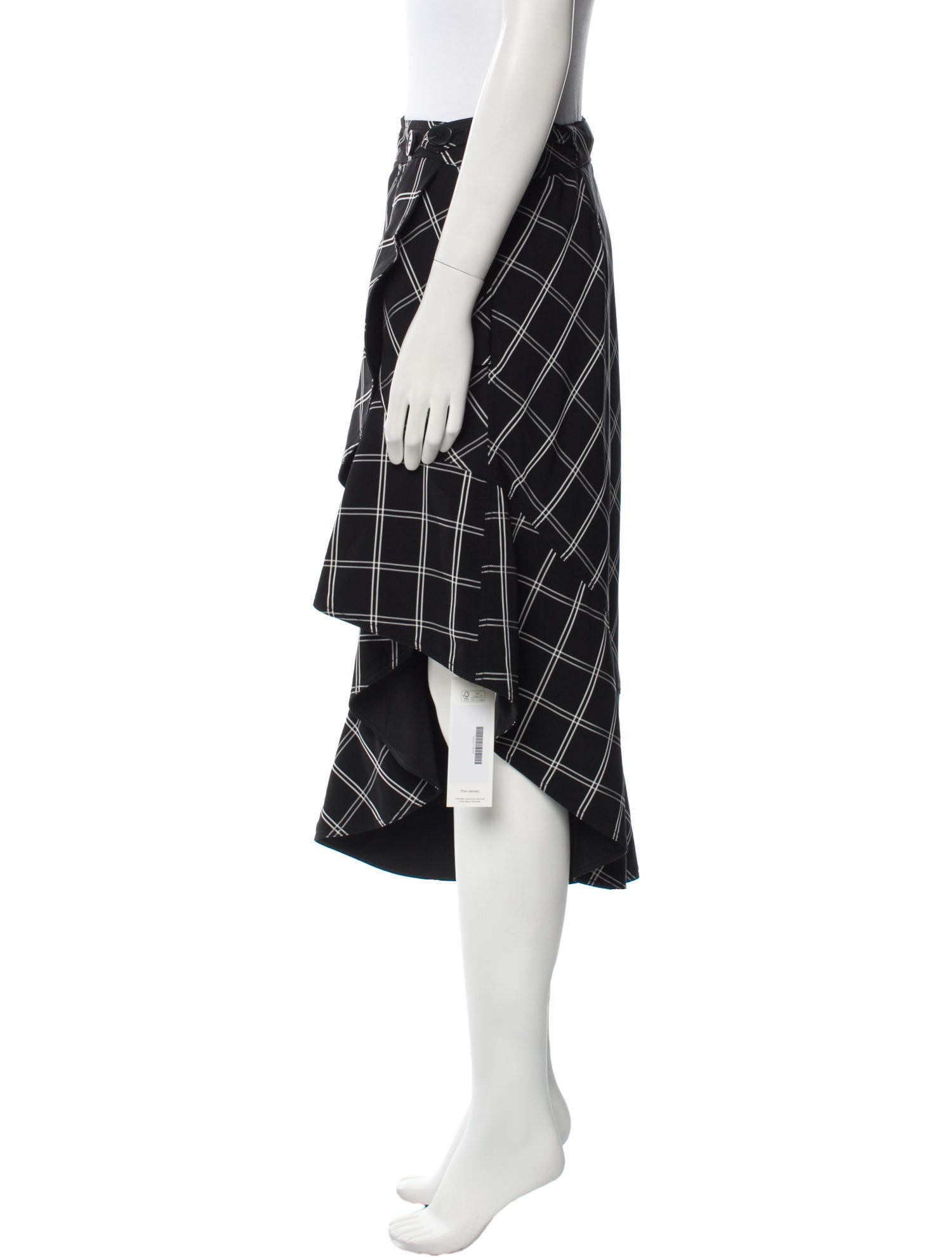 Self-Portrait Plaid Print Midi Length Skirt