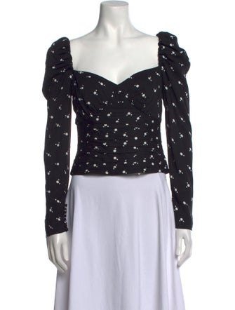 Self-Portrait Polka Dot Print Square Neckline Crop Top