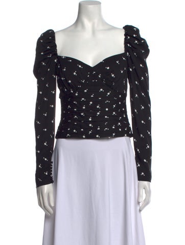 Self-Portrait Tops Polka Dot Print Square Neckline Crop Top Us0, UK4 | XS