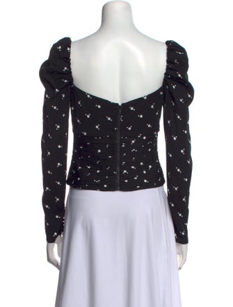 Self-Portrait Polka Dot Print Square Neckline Crop Top
