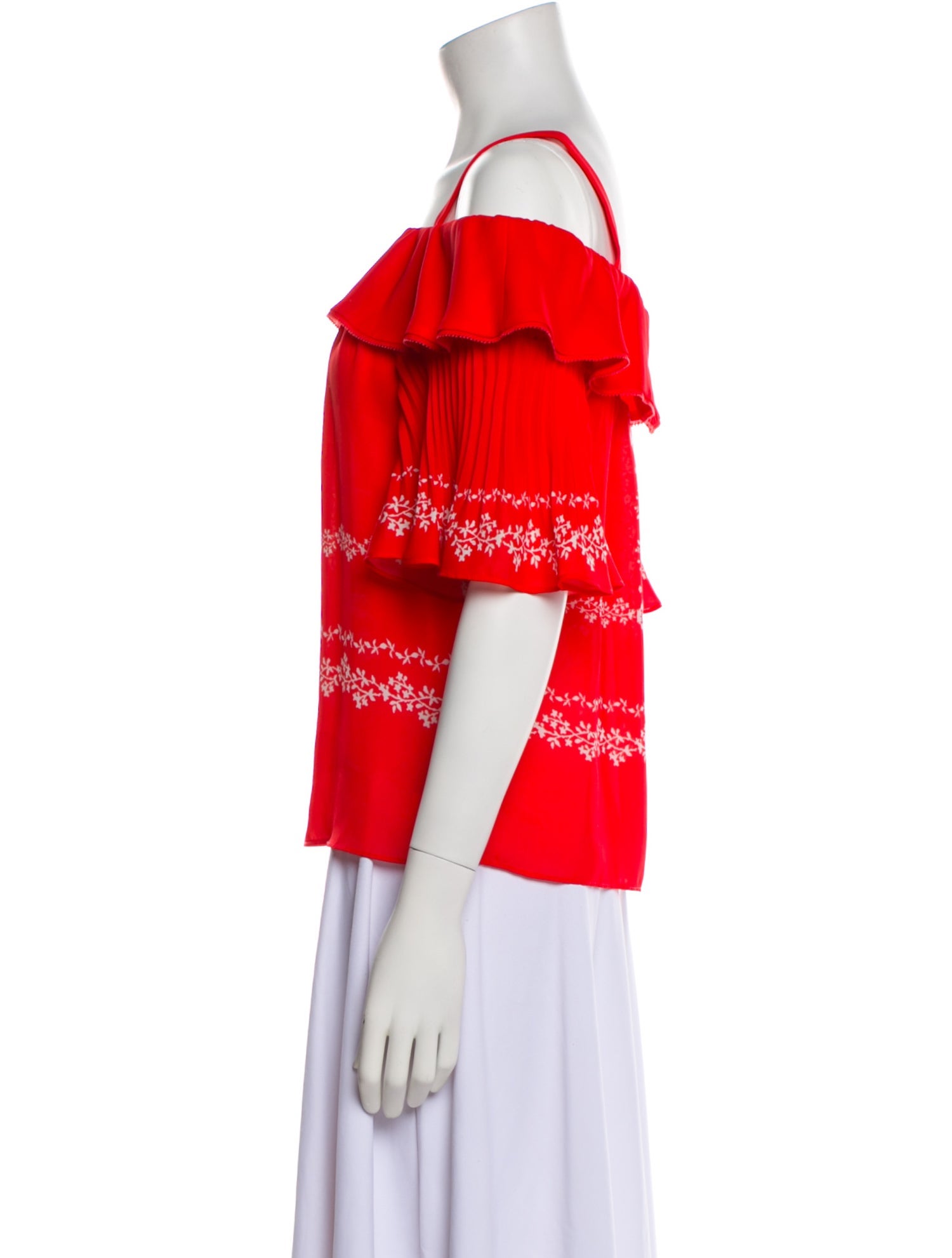 Self-Portrait Square Neckline Short Sleeve Blouse