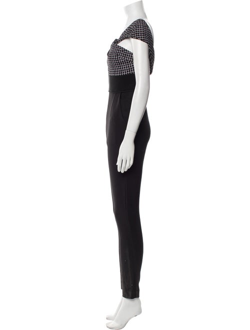 Self-Portrait Plaid Print One-Shoulder Jumpsuit