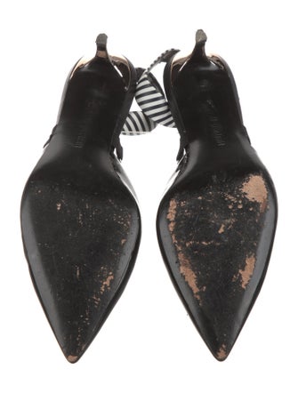 Self-Portrait Patent Leather Striped Slingback Pumps