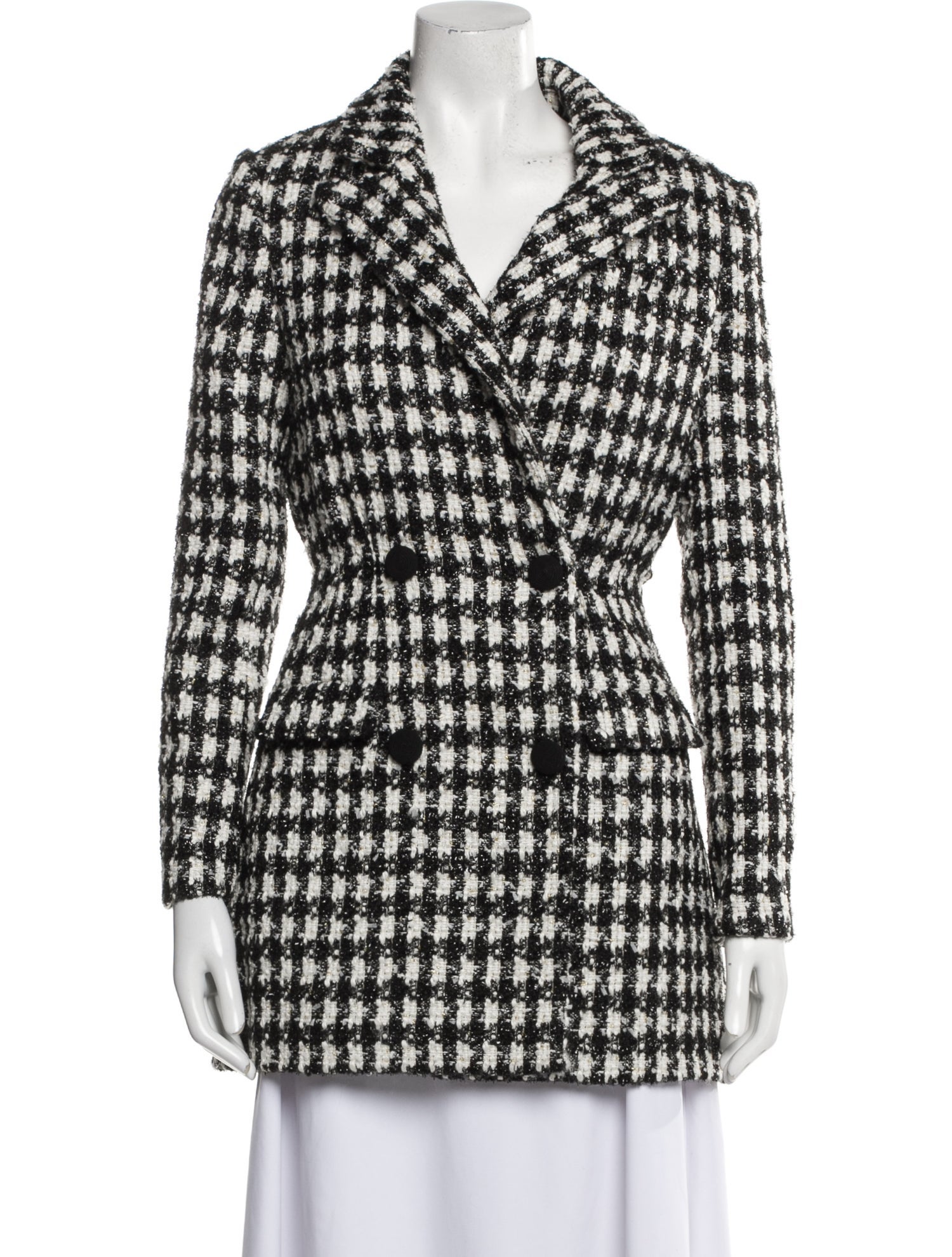 Self-Portrait Tweed Houndstooth Print Peacoat