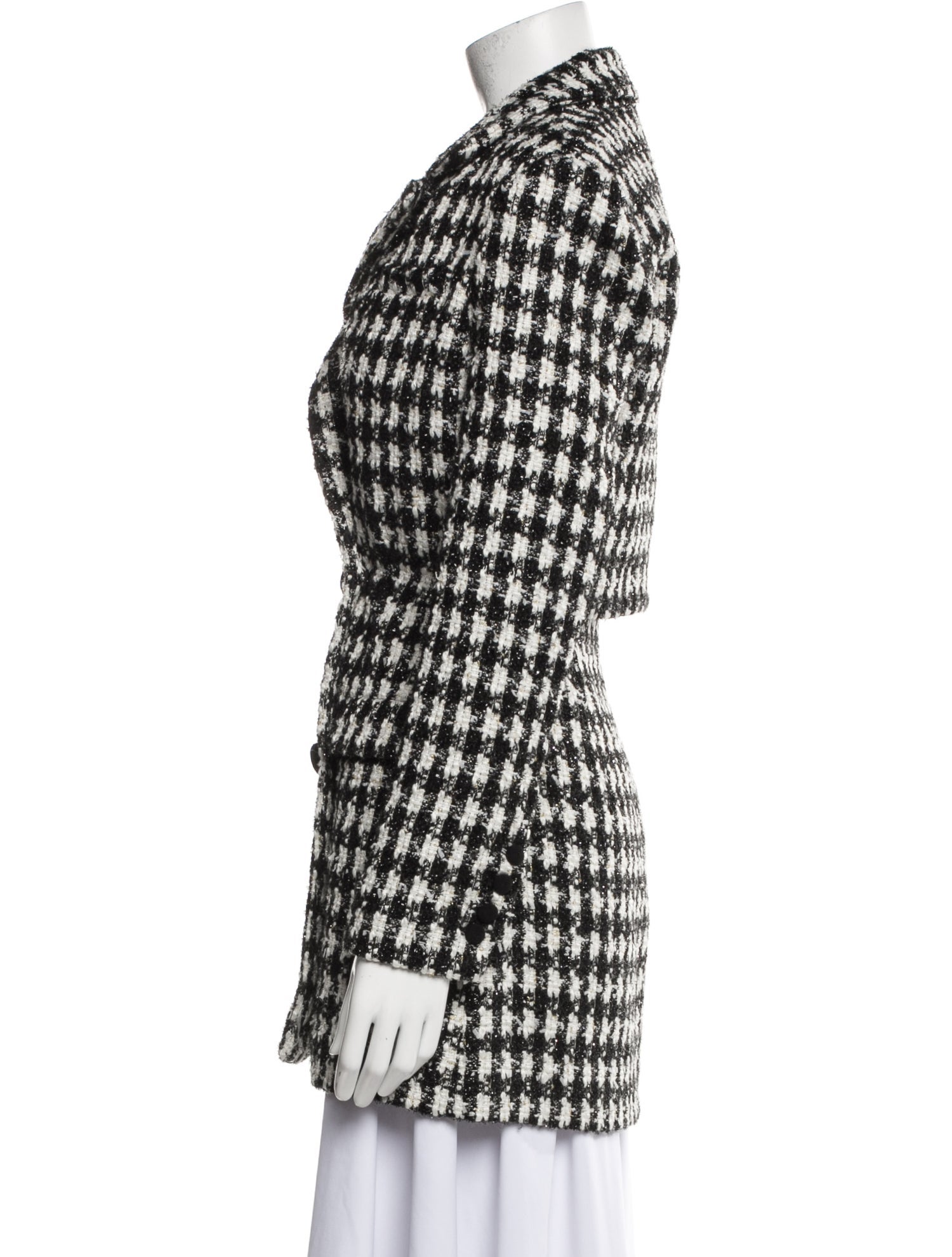 Self-Portrait Tweed Houndstooth Print Peacoat