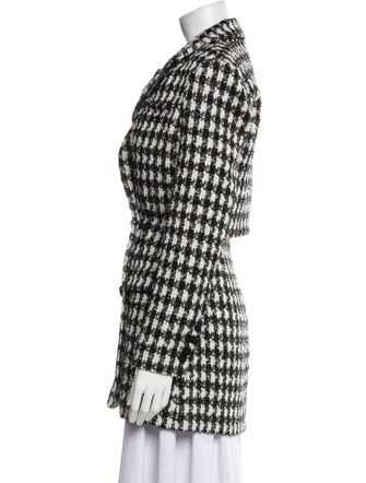 Self-Portrait Tweed Houndstooth Print Peacoat