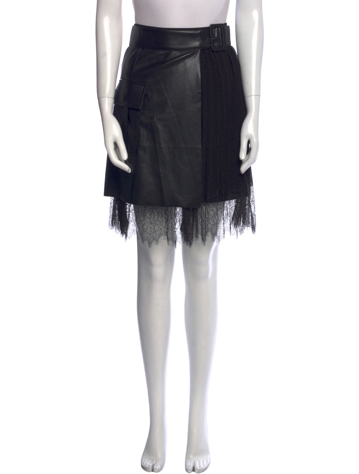 Self-Portrait Pleated Accents Mini Skirt