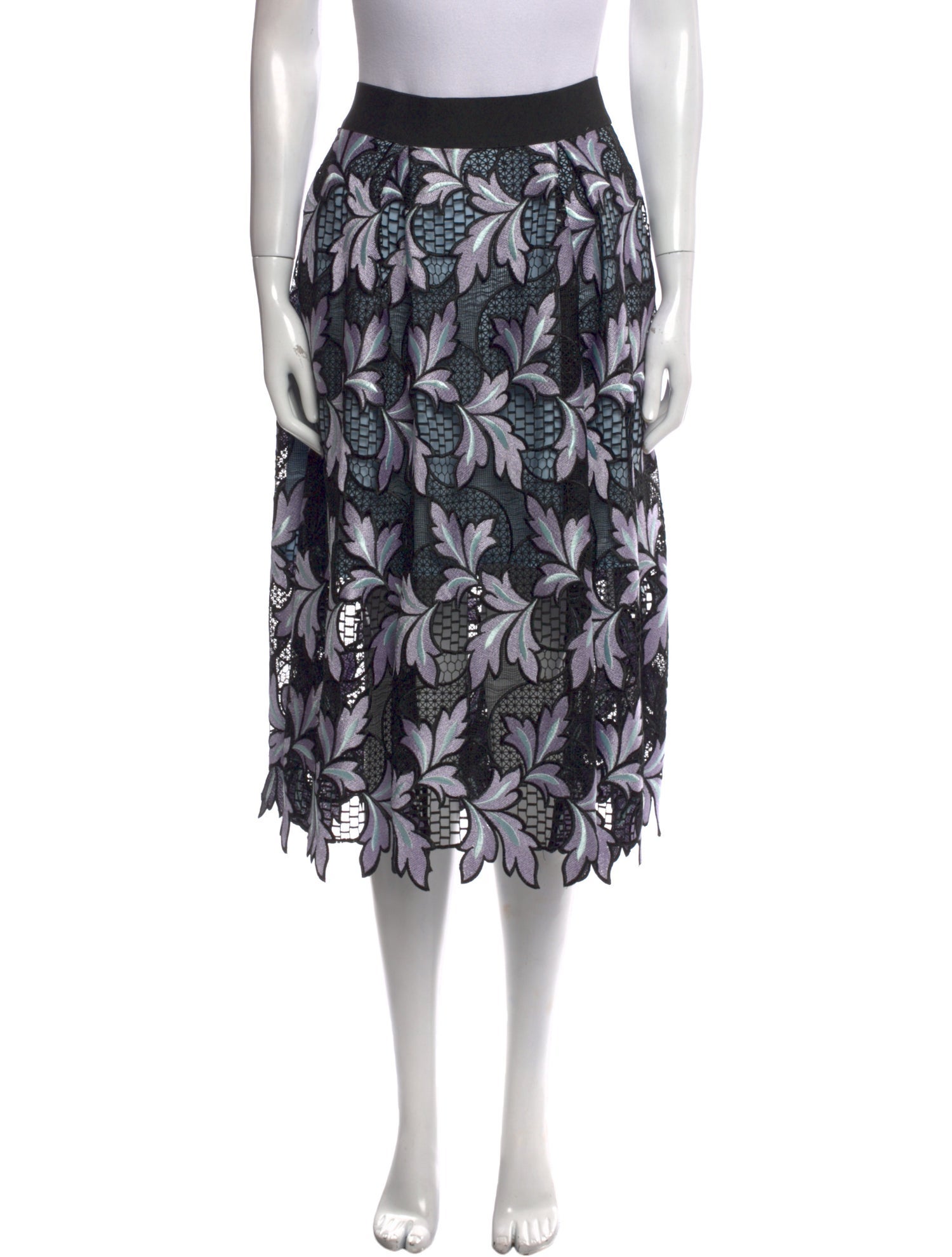 Self-Portrait Floral Print Midi Length Skirt