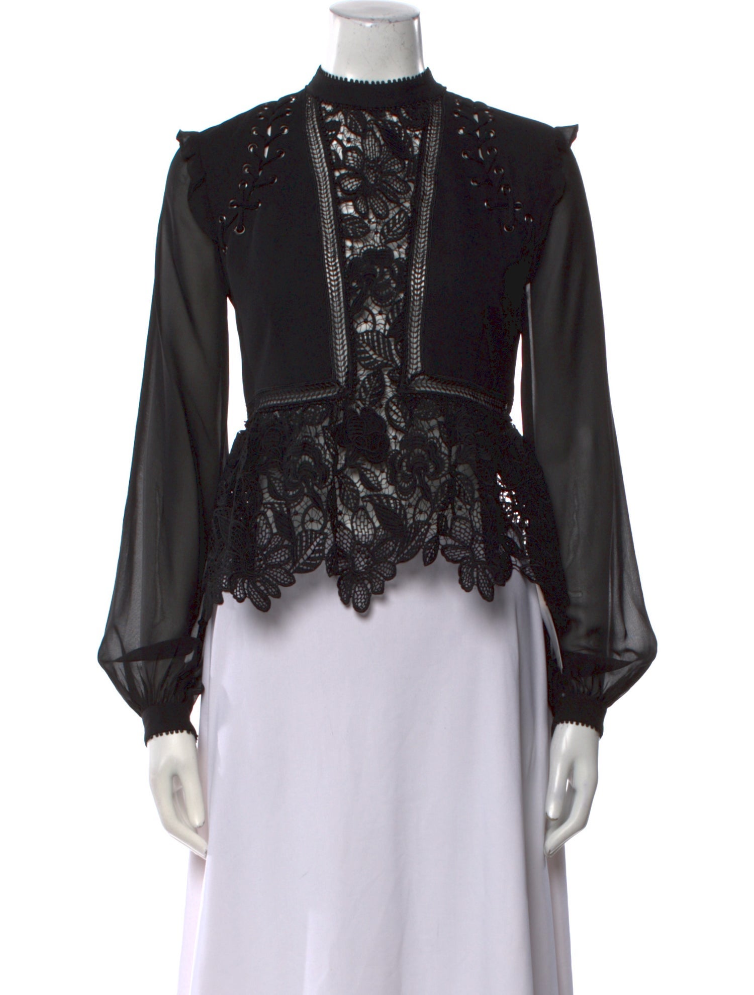 Self-Portrait Mock Neck Long Sleeve Crop Top