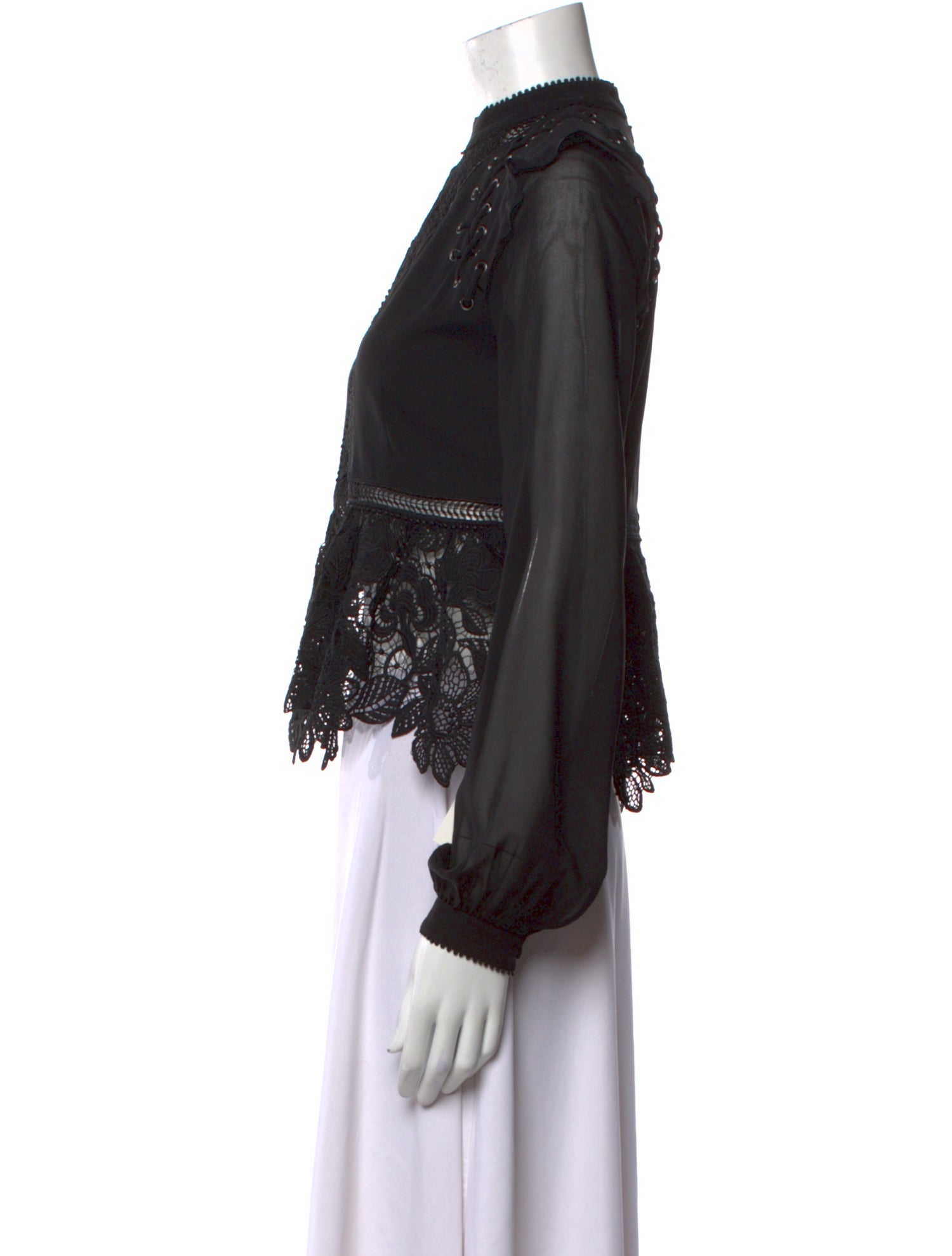 Self-Portrait Mock Neck Long Sleeve Crop Top