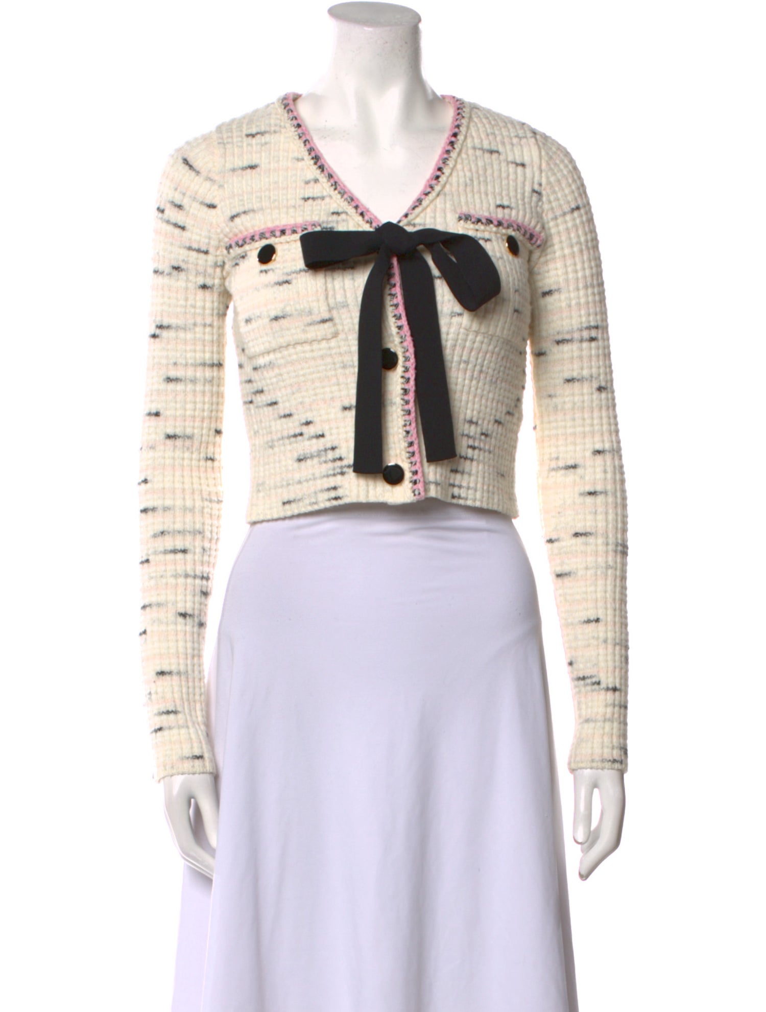 Self-Portrait Printed V-Neck Sweater