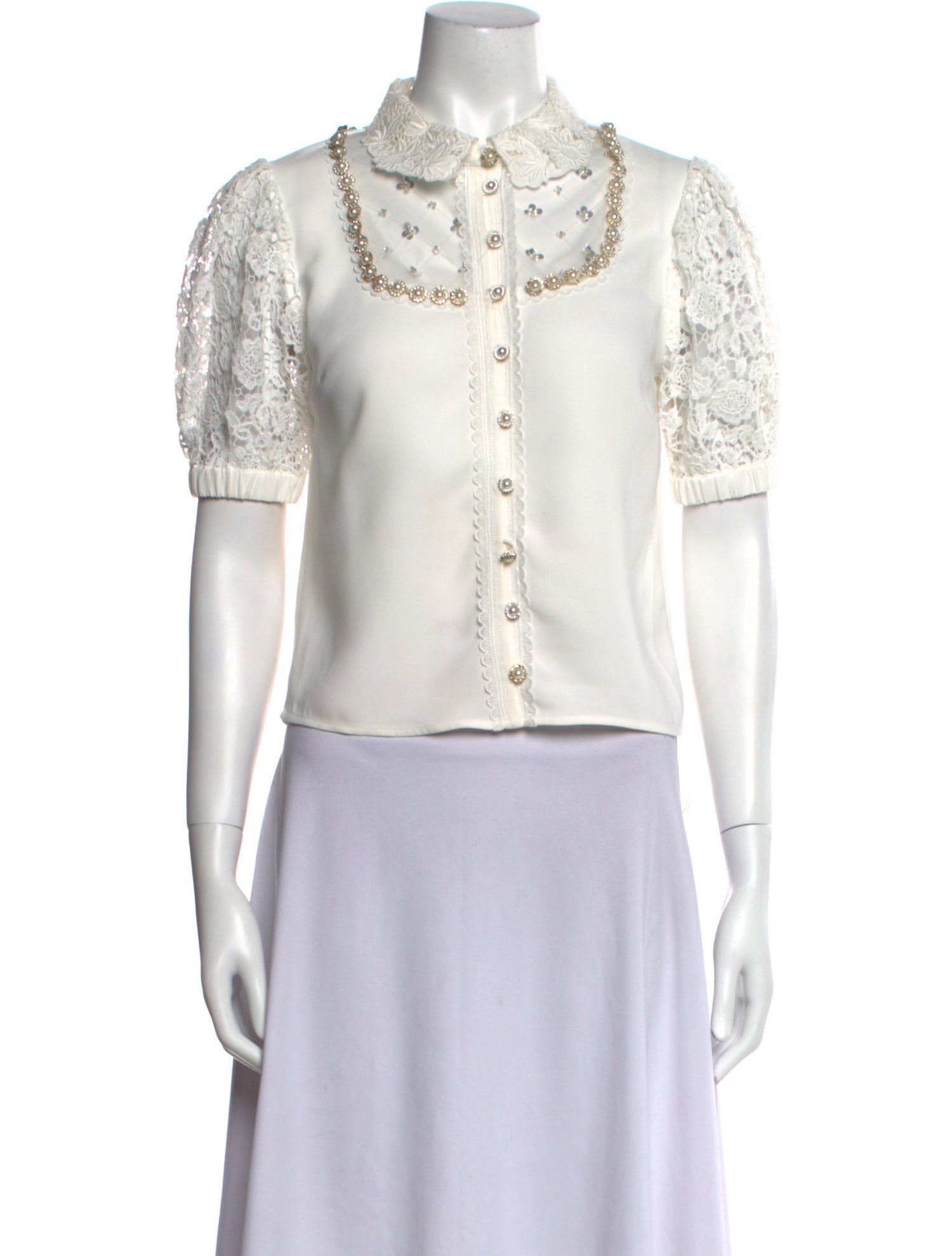 Self-Portrait Short Sleeve Crop Top