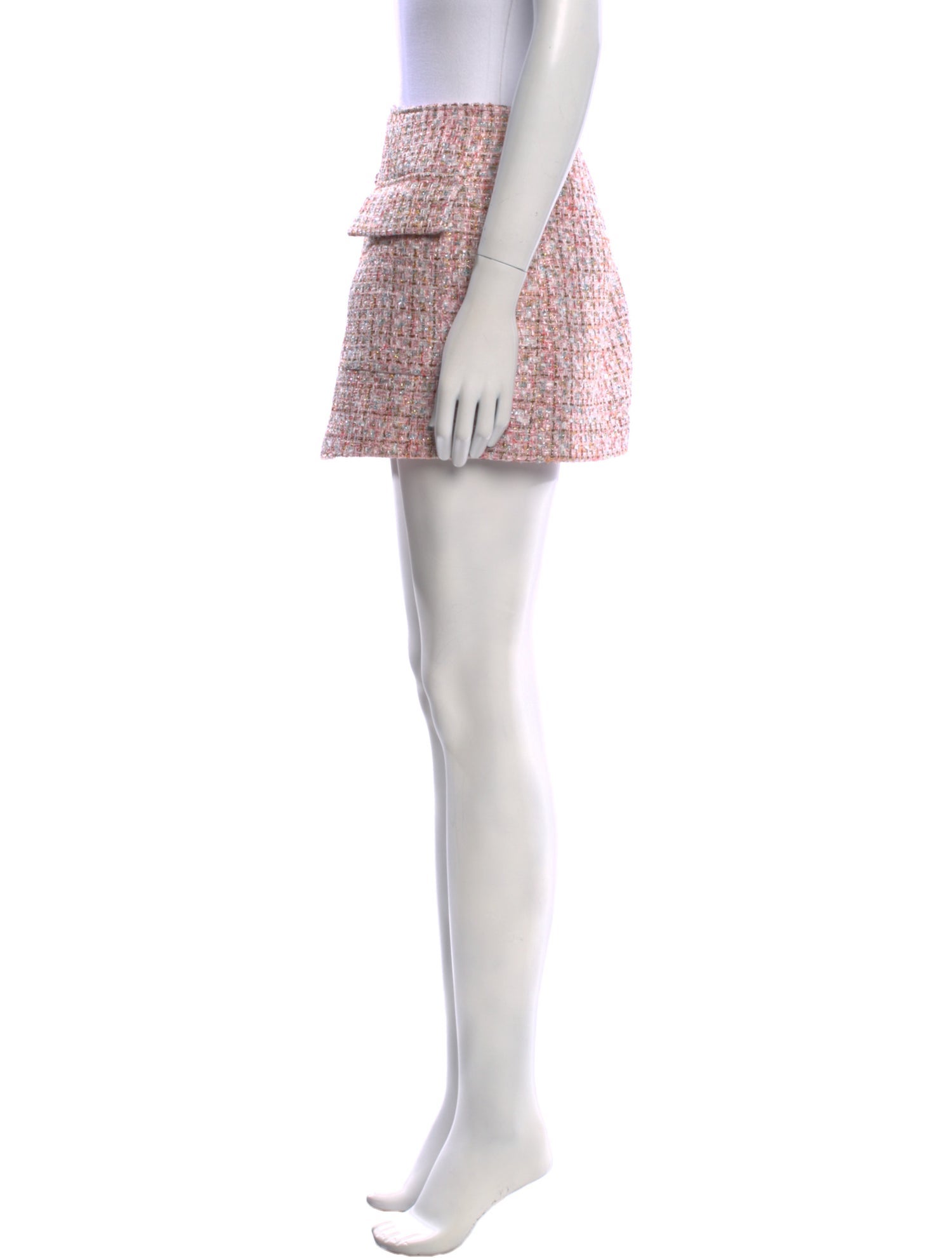 Self-Portrait Tweed Pattern Mini Shorts