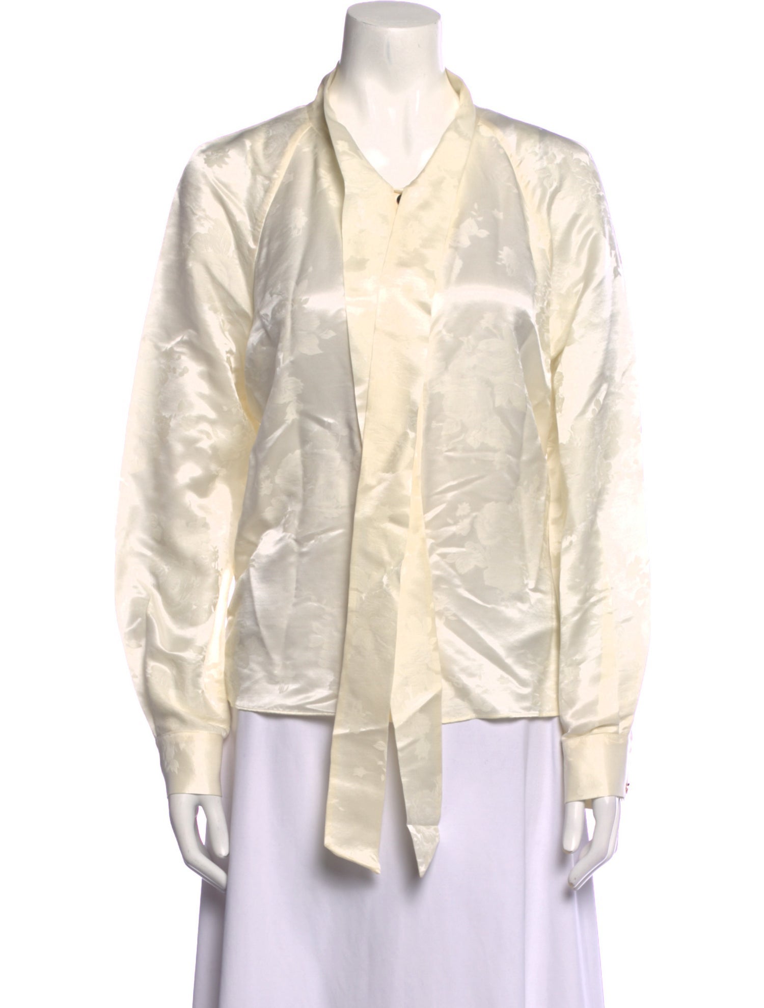 Self-Portrait Silk Long Sleeve Button-Up Top