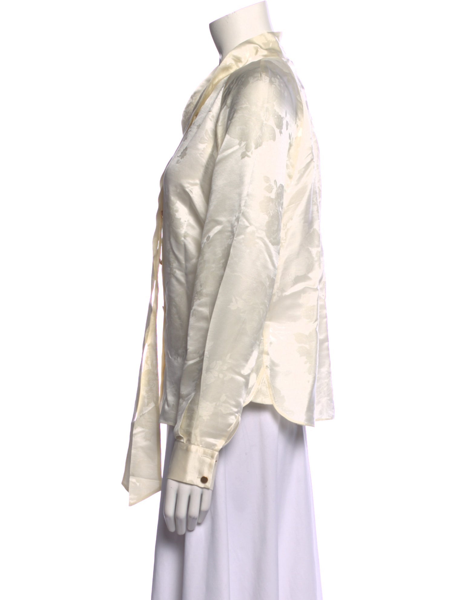 Self-Portrait Silk Long Sleeve Button-Up Top