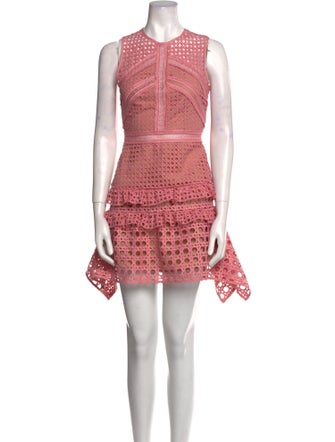 Self-Portrait Lace Pattern Mini Dress