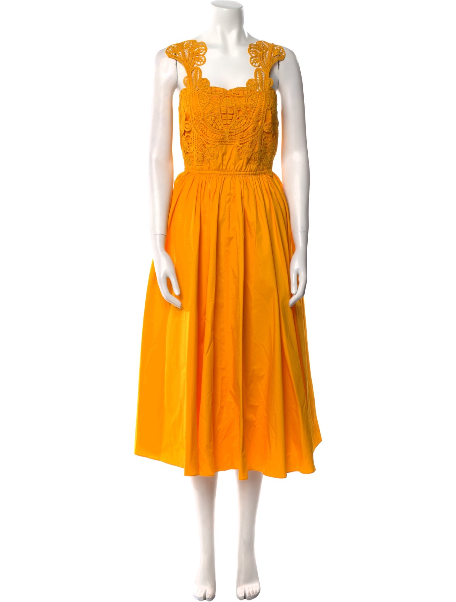 Self-Portrait Square Neckline Midi Length Dress