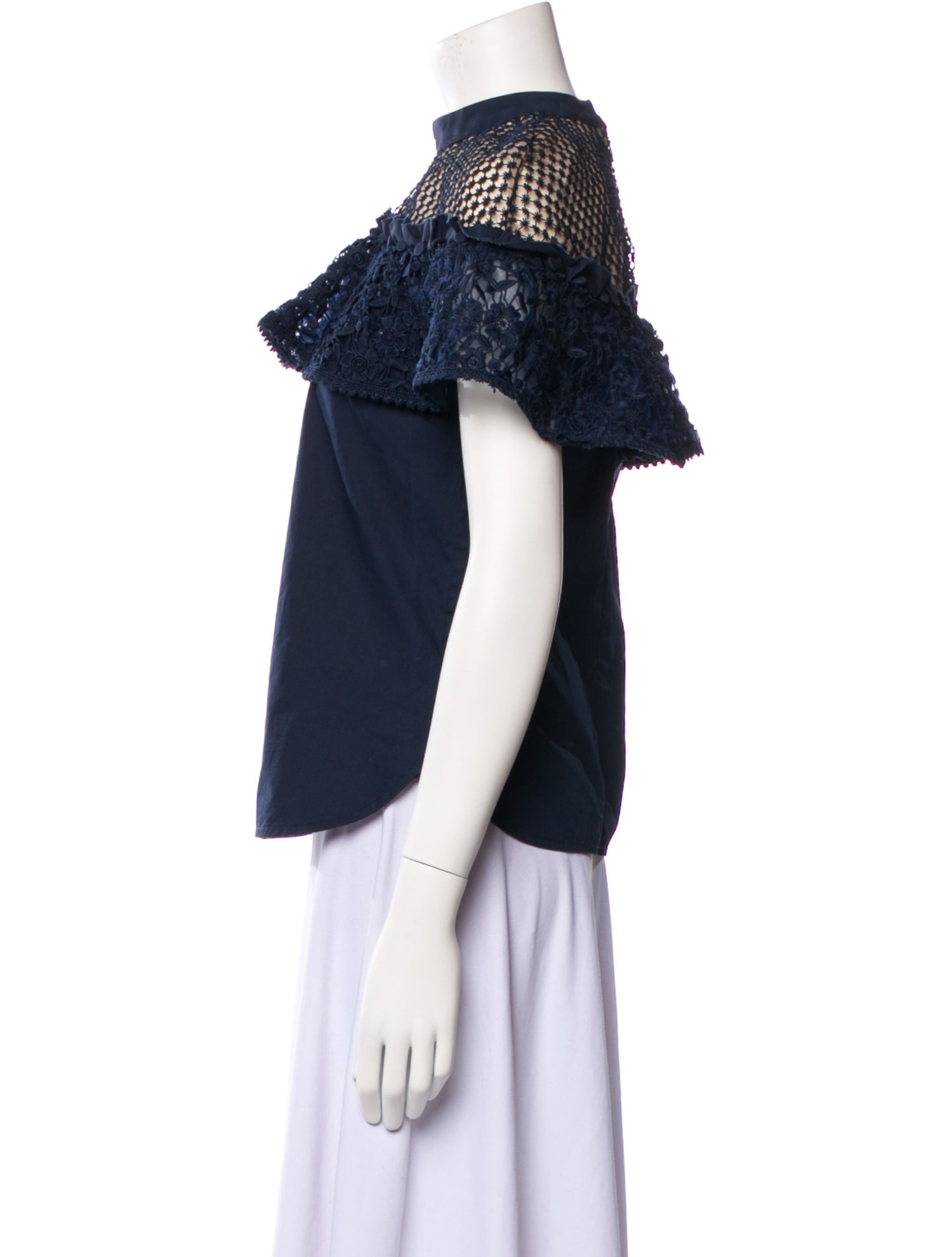 Self-Portrait Mock Neck Short Sleeve Top