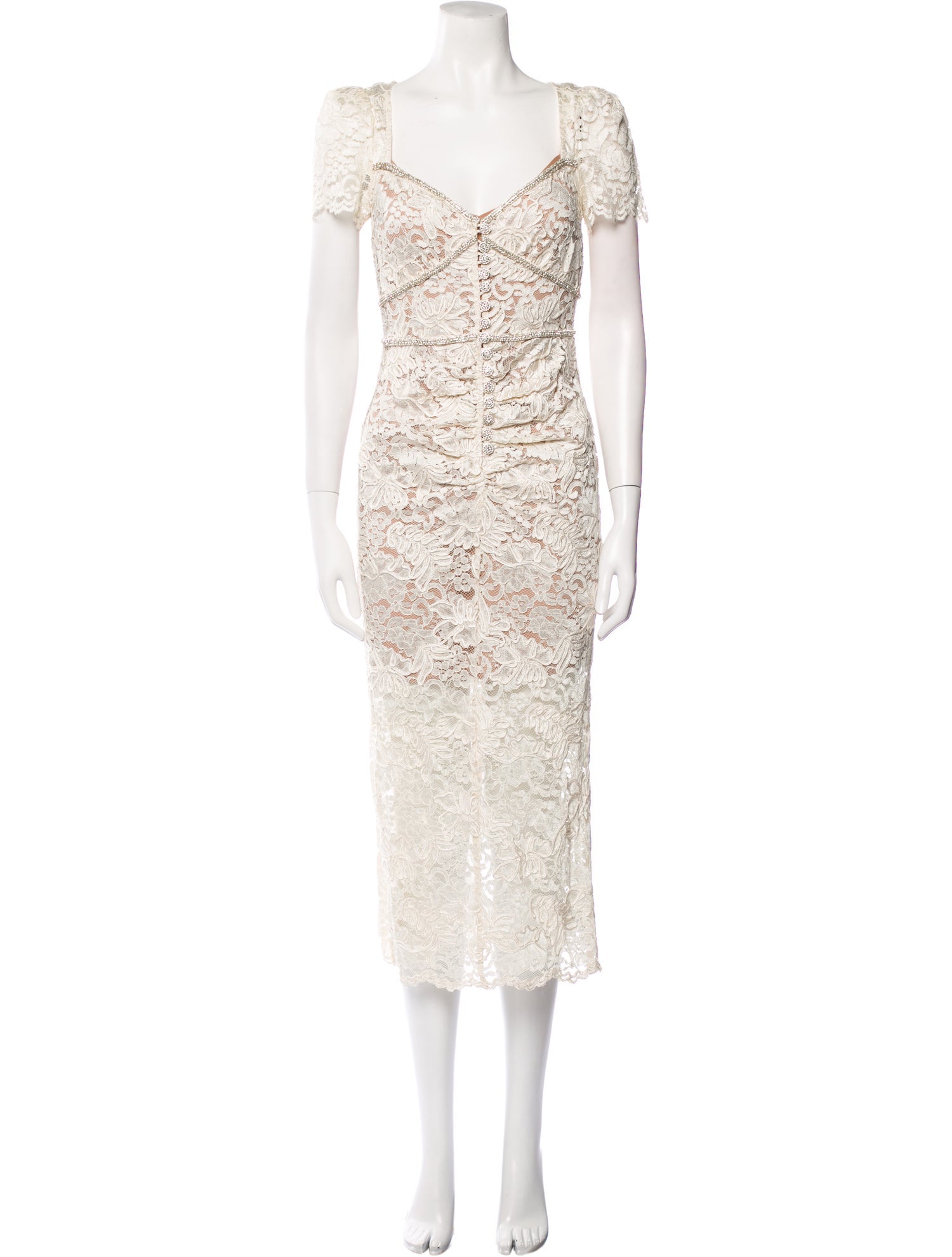 Self-Portrait Lace Pattern Midi Length Dress