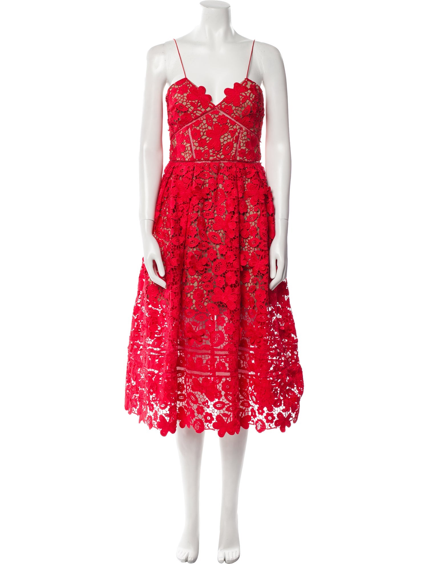Self-Portrait Lace Pattern Midi Length Dress