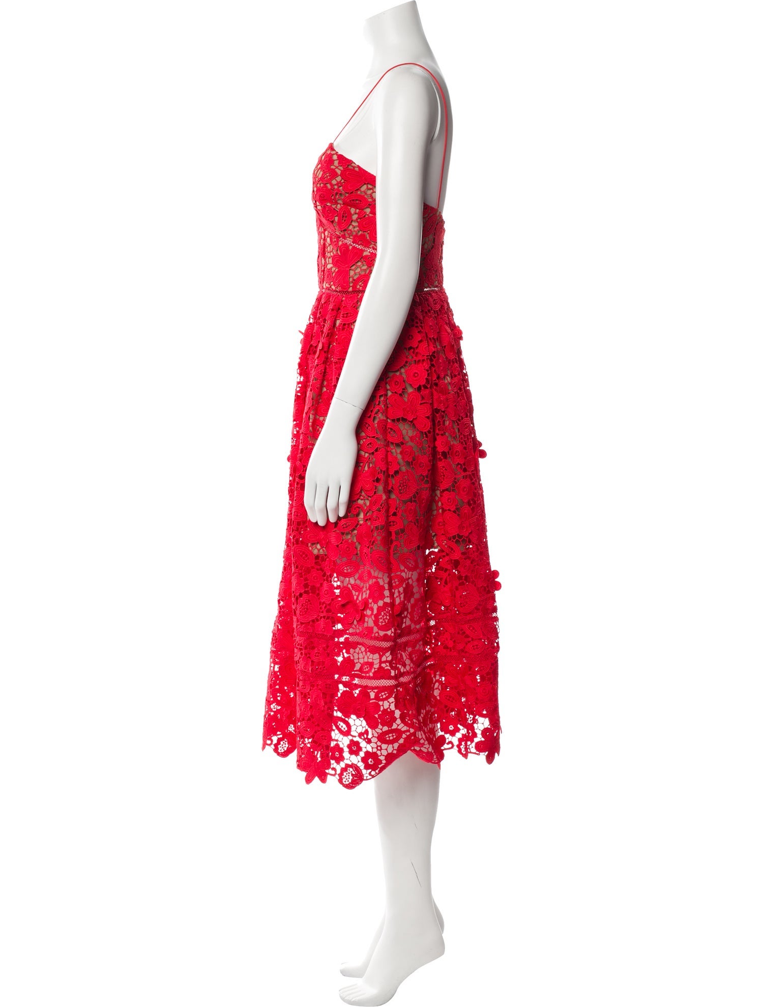 Self-Portrait Lace Pattern Midi Length Dress